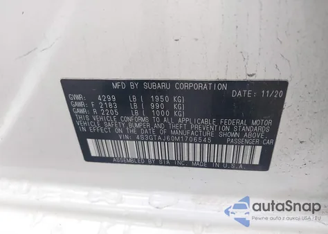 2021 Subaru Impreza Sport 5-Door from USA, damaged, VIN 4S3GTAJ60M1706545